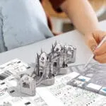 Skladanie kovového 3D modelu London Tower Bridge