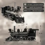 Rozmery kovového 3D modelu Mogul Lokomotíva