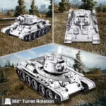 T-34 – kovový 3D model z viacerých pohľadov